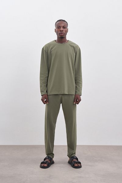 COLORDS Men's Crew Neck Long Sleeve Pajama Set