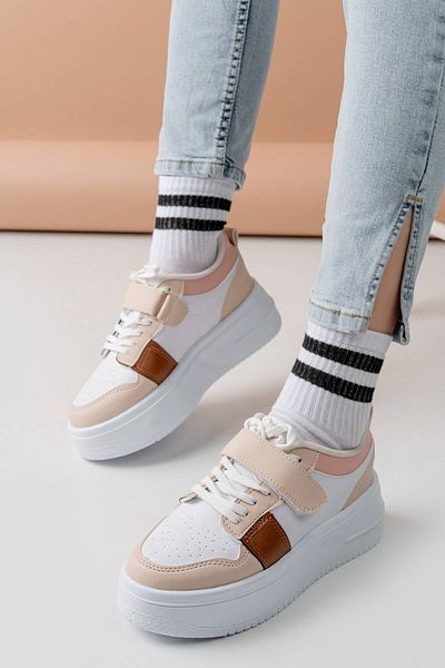 ayakkabıhavuzu Tan White Sneaker Shoes