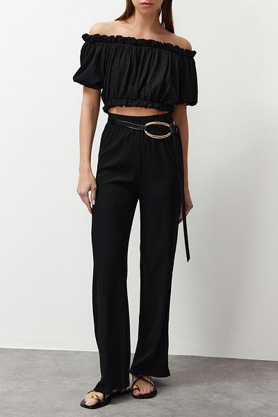Edit by Trendyol Black Knitted Trousers TEDSS24PL00009