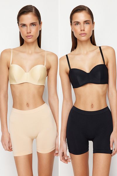 Trendyol Collection Black-Skin 2er-Pack nahtlose/nahtlose Boxer-Strickhöschen THMSS24KU00032