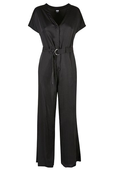 Urban Classics Damen Jumpsuit mit weitem Bein und Gürtel aus Satin