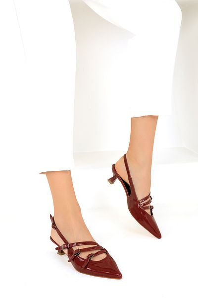 SOHO Claret Red Patent Leather Women's Classic Heeled Shoes 19077