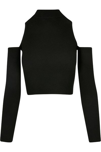 Urban Classics Damen Ladies Rib Knit Longsleeve mit Cut-Out-Ärmeln