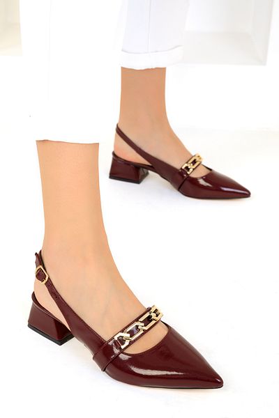 SOHO Claret Red Patent Leather Women's Classic Heeled Shoes 19106