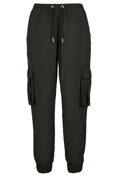 Urban Classics Damen Cargohose aus Crinkle-Nylon mit hoher Taille für Damen