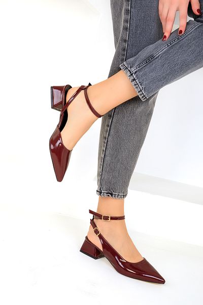 SOHO Claret Red Patent Leather Women's Classic Heeled Shoes 19107
