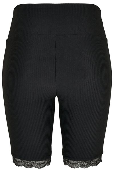 Urban Classics Damen Radlerhose mit hoher Taille und geripptem Spitzensaum