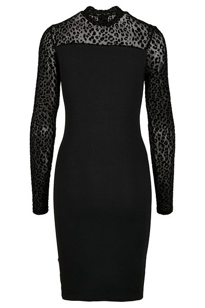 Urban Classics Damen Damenkleid mit Rollkragen aus Flockspitze und Rollkragen