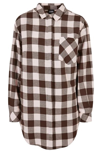 Urban Classics Damen Bayan Büyük Boy Kareli Flanel Gömlek Elbise