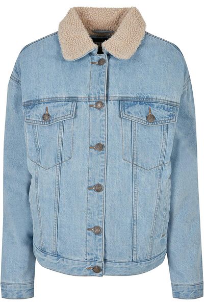 Urban Classics Damen Ladies Oversized Sherpa Denim Jacket