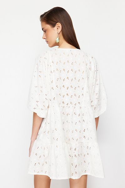 Trendyol Collection Λευκό Μίνι υφαντό φόρεμα παραλίας TBESS24EL00118