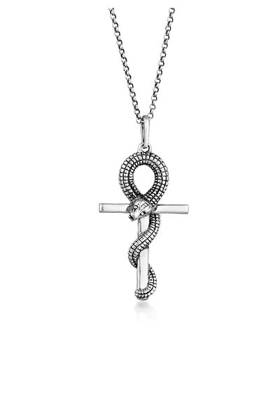 KUZZOI Halskette Herren Kreuz Schlange 925 Silber