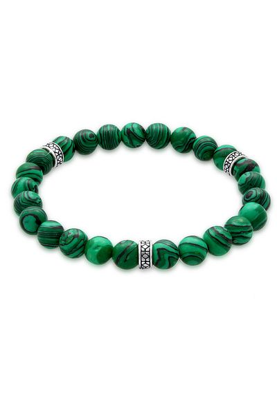 KUZZOI Armband Herren Oxidiert Achat Matt Grün Look 925er Silber