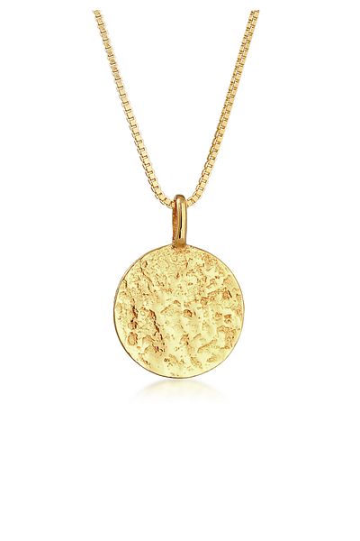 KUZZOI Halskette Herren Plättchen Anhänger Basic gehämmert aus 925 Sterling Silber