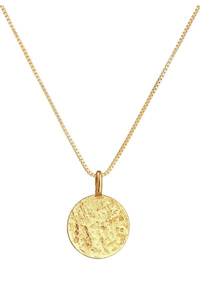 KUZZOI Halskette Herren Plättchen Anhänger Basic gehämmert aus 925 Sterling Silber