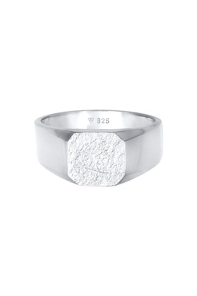 KUZZOI Ring Basic Siegelring Herren Quadrat Matt 925 Silber