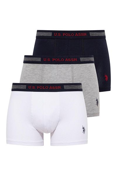 U.S. Polo Assn. ΒΑΣΗ. Polo Assn. Μεγάλο μέγεθος Ανδρικό Μονόχρωμο / Βαμβακερό Πακέτο 3 Σλιπ Boxer E.L.245.8.9I.28.F