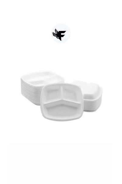 FİGANLAR 1st Quality Thick Hard Foam Plate 3 Compartments 150 pcs