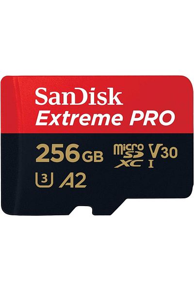 Store 256GB PRO microSDXC card + SD adapter + RescuePRO Dee, up to 200 MB/s, A2 App Performance