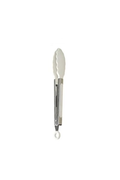 morponi Silicone Tip Metal Serving Tongs Cream Color 25 Cm