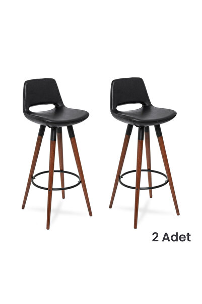 Just Home Retro 2'li Bar Taburesi - Siyah - 107 cm