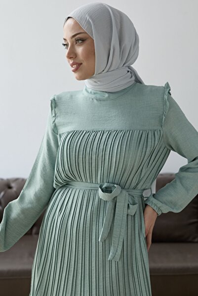 InStyle Σετ λεπτομέρειας πλισέ στο μπροστινό μέρος - Water Green