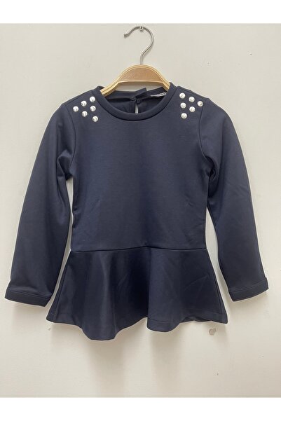Pitti Girl's Navy Blue Flounce Blouse 9254