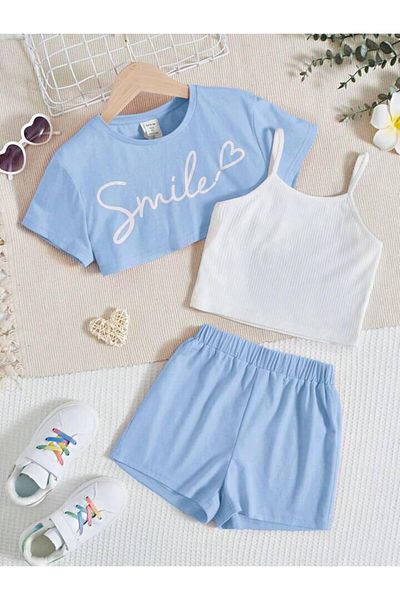 Machetta Παιδικό Smile Printed Crop T-shirt με λουράκι και σορτς στο κάτω μέρος