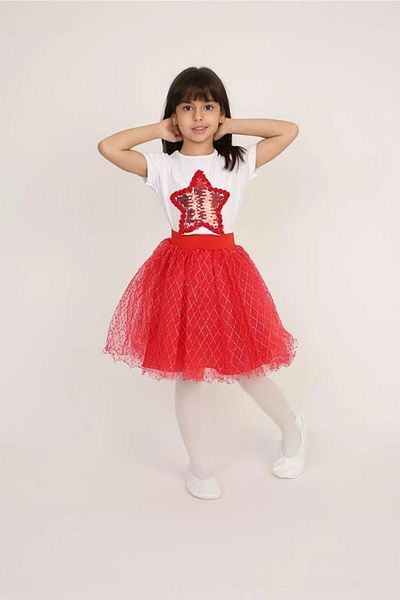 Haba Girl's Heart Printed T-Shirt Tutu Skirt 29 October 23 April Performance Set