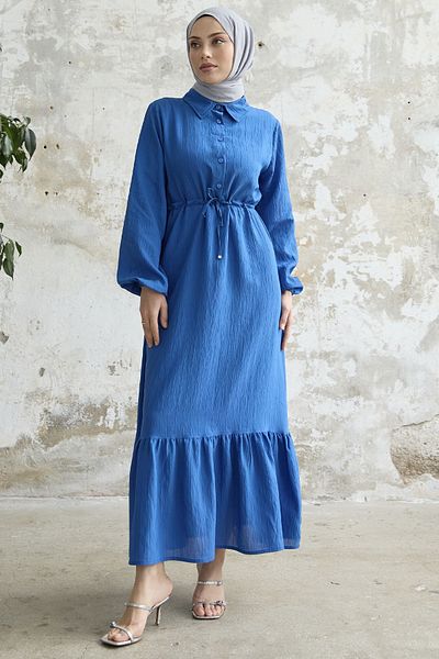 InStyle Self Striped Monaco Dress - Saks Blue