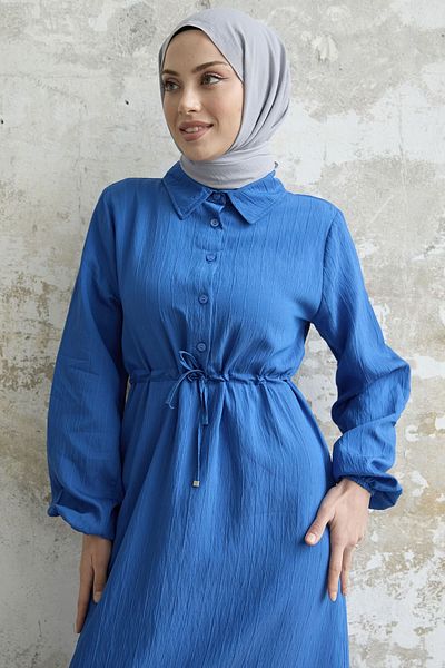InStyle Self Striped Monaco Dress - Saks Blue