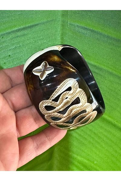 Gönülden Tasarım CARVED BONE BANGLE AUTHENTIC INDIAN BANGLE 7 CM