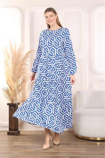 mervemoda Жіноча літня ткана сукня з довгим рукавом