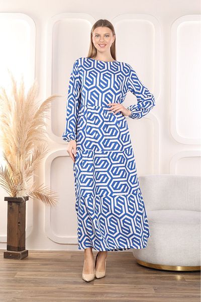 mervemoda Rochie de vară împletită cu mânecă lungă pentru femei