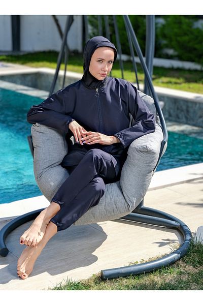 GC GÖKHAN CLUB Fully Covered, Water Repellent, Quick Drying, Side Adjustable Zippered Hijab Swimsuit