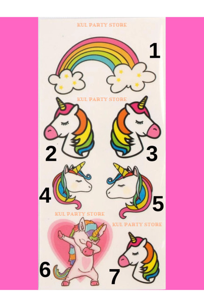 FOKUL Unicorn Rainbow Geçici Çocuk Dövme Unicorn Renkli Çocuk Dövmesi