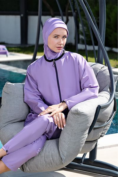 GC GÖKHAN CLUB Fully Covered, Water Repellent, Quick Drying, Side Adjustable Zippered Hijab Swimsuit