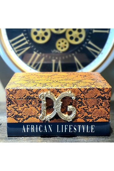 Le Atölye Orange Snake Leather Box Large Size