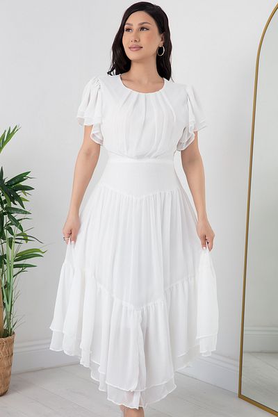 PULLIMM Rochie din șifon cu mâneci cu volane - Model 2064