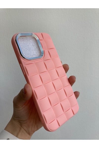 OVADA iPhone 15 Pro Max Uyumlu Kamera Koruma Çıkıntılı Gümüş Çerçeve Detaylı Özel Desenli Silikon Kılıf