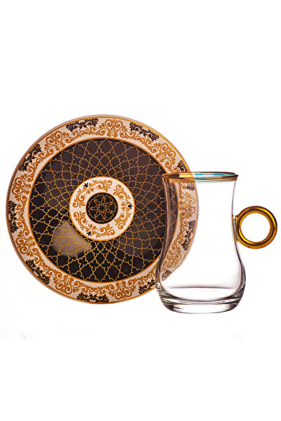 Demmex Kristal 12 Parça Çay Seti Otantik Motifli Cam Bardak