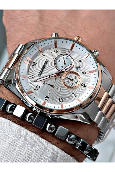 Chaperone Rose Gri Renk Fonksiyonlar Aktif Çelik Kordon  Erkek Kol Saati + Bİ...