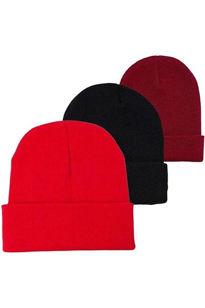 Store Unisex Χειμερινά Πλεκτά Basic Folded Beanie Plain Beanie Σετ 3 τεμαχίων