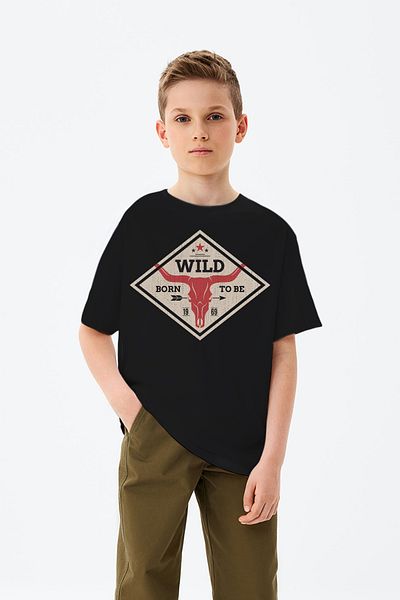 MYADA Tricou pentru băiat cu imprimeu Born to be Wild Skeleton