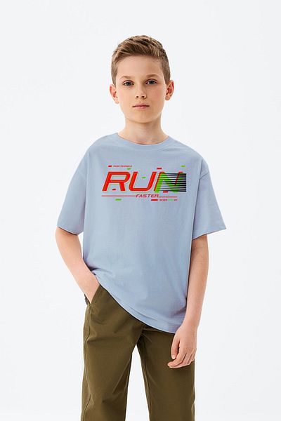 MYADA Tricou pentru băieți cu imprimeu colorat și imprimat Run Faster