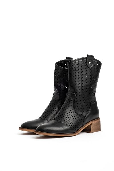 Lal Shoes & Bags Limo Women's Perforated Summer Boots-black