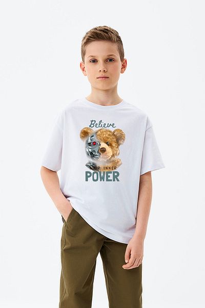 MYADA Tricou pentru băieți cu imprimeu Believe Power