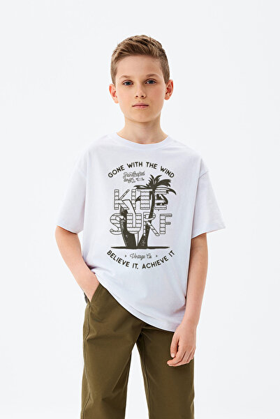 MYADA Tricou cu palmier imprimat Kite Surf pentru baieti