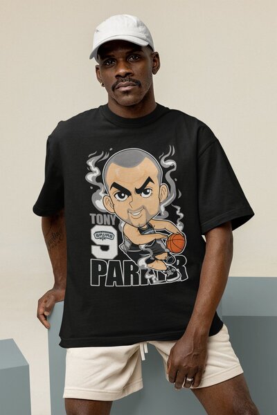 Fuddy Moda Unisex majica sa temom košarke Tony Parker Štampano T-shirt