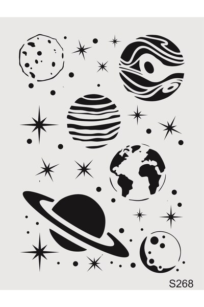 STENCİLTASARIM Stencil Tasarım S268 Galaxy  Duvar Ahşap Cam Kumaş Boyama Şablonu